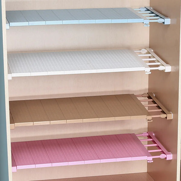 Adjustable Wardrobe Shelf Organiser – Expandable No‑Drill Storage Rack