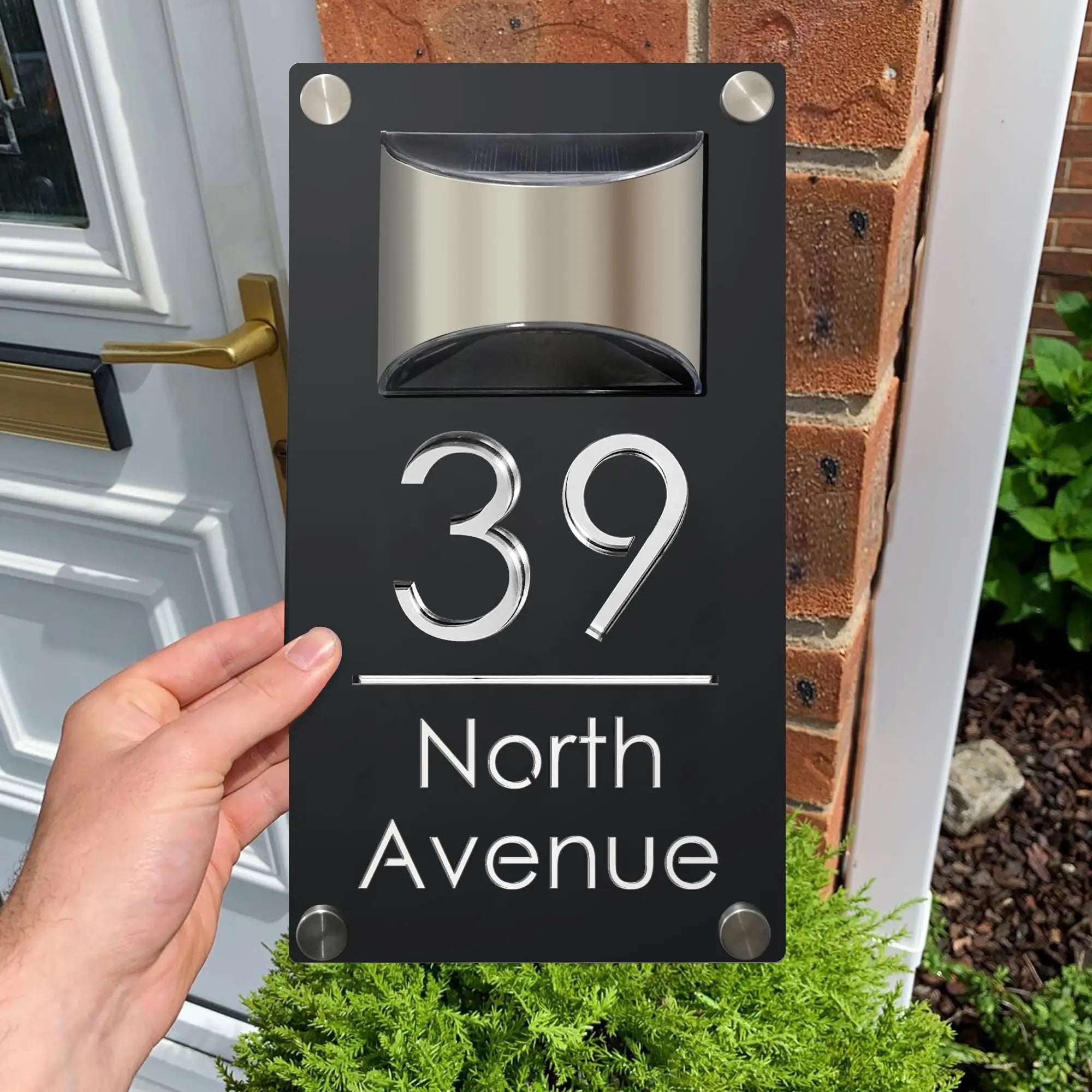 Modern Personalized Custom Solar Outdoor Light House Number Sign Laser Cut Acrylic Address Name Plaque 3D LED Yard Gift Plate