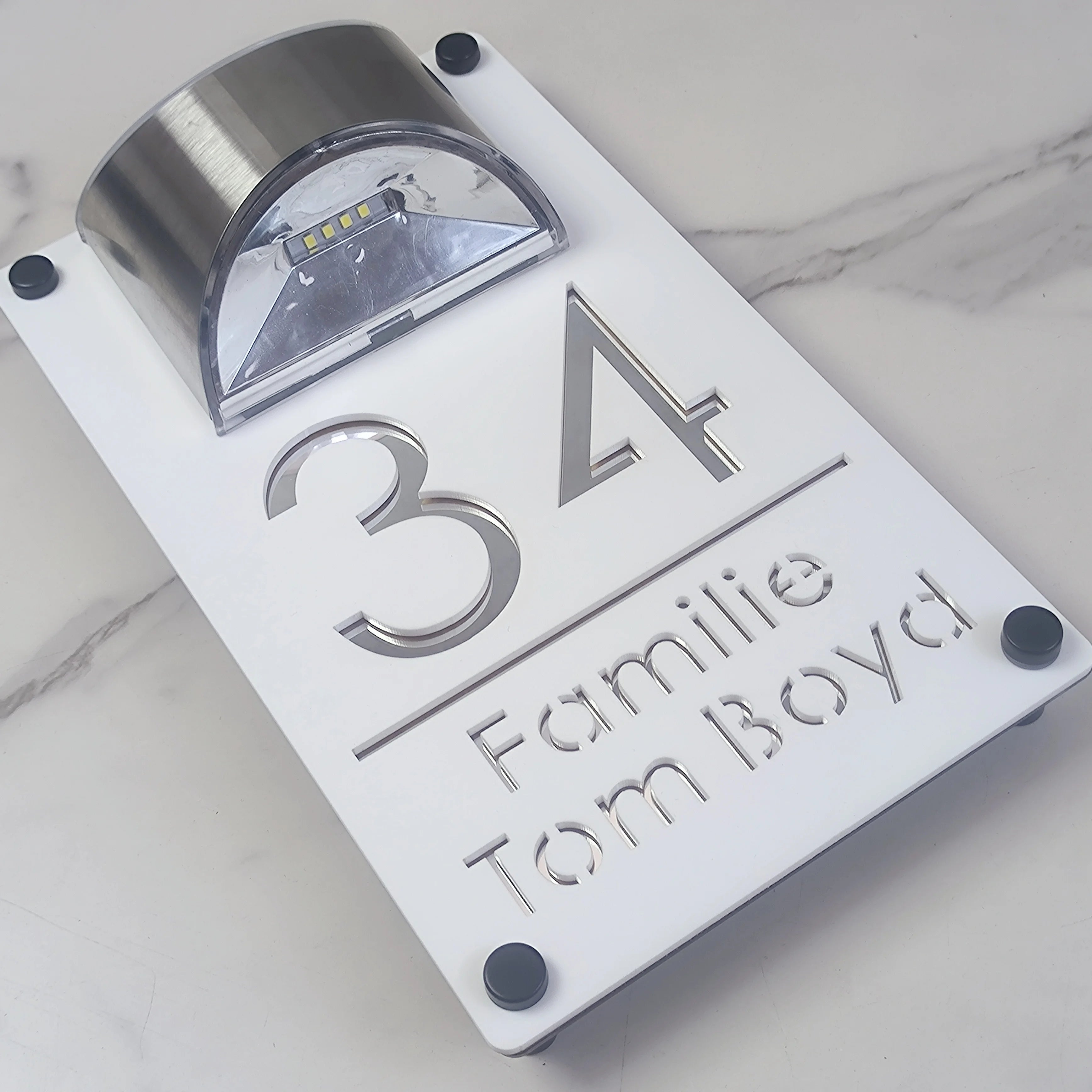 Modern Personalized Custom Solar Outdoor Light House Number Sign Laser Cut Acrylic Address Name Plaque 3D LED Yard Gift Plate