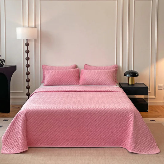 Velvet Quilted Bedspread Set