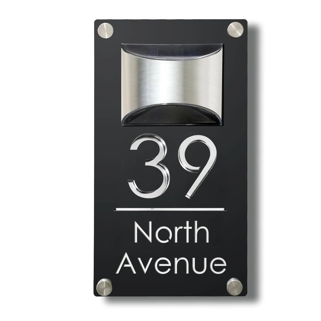 Modern Personalized Custom Solar Outdoor Light House Number Sign Laser Cut Acrylic Address Name Plaque 3D LED Yard Gift Plate
