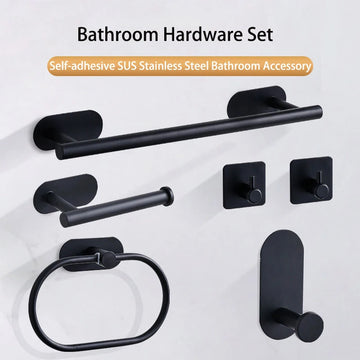No‑Drill Bathroom Hardware Set – 5‑Piece
