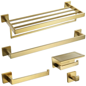 Brushed Gold Bathroom Rail Set