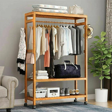 Bamboo Garment Rack with Wheels