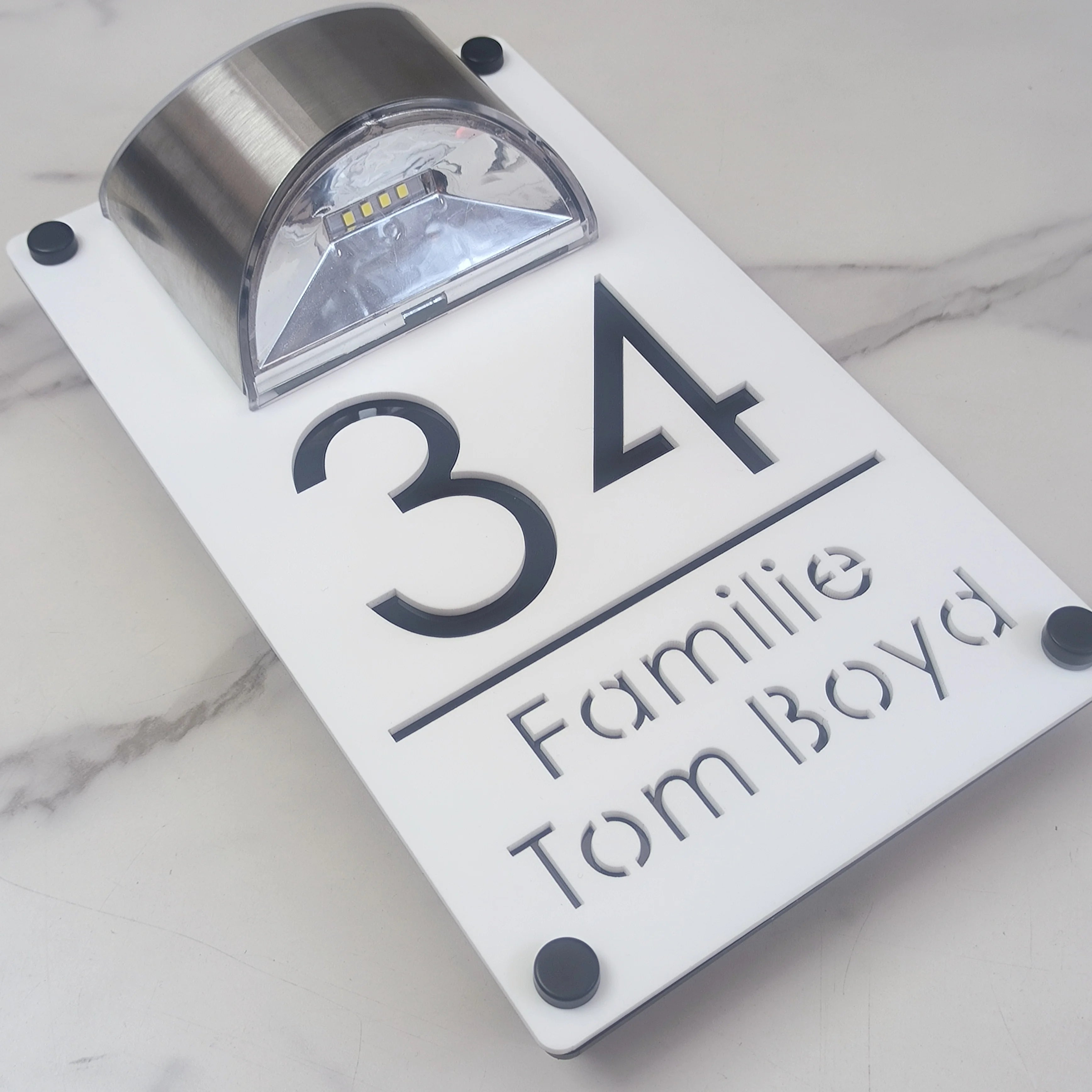 Modern Personalized Custom Solar Outdoor Light House Number Sign Laser Cut Acrylic Address Name Plaque 3D LED Yard Gift Plate