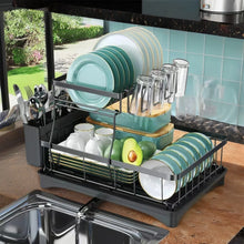 2 Tier Steel Dish Rack with Drainboard