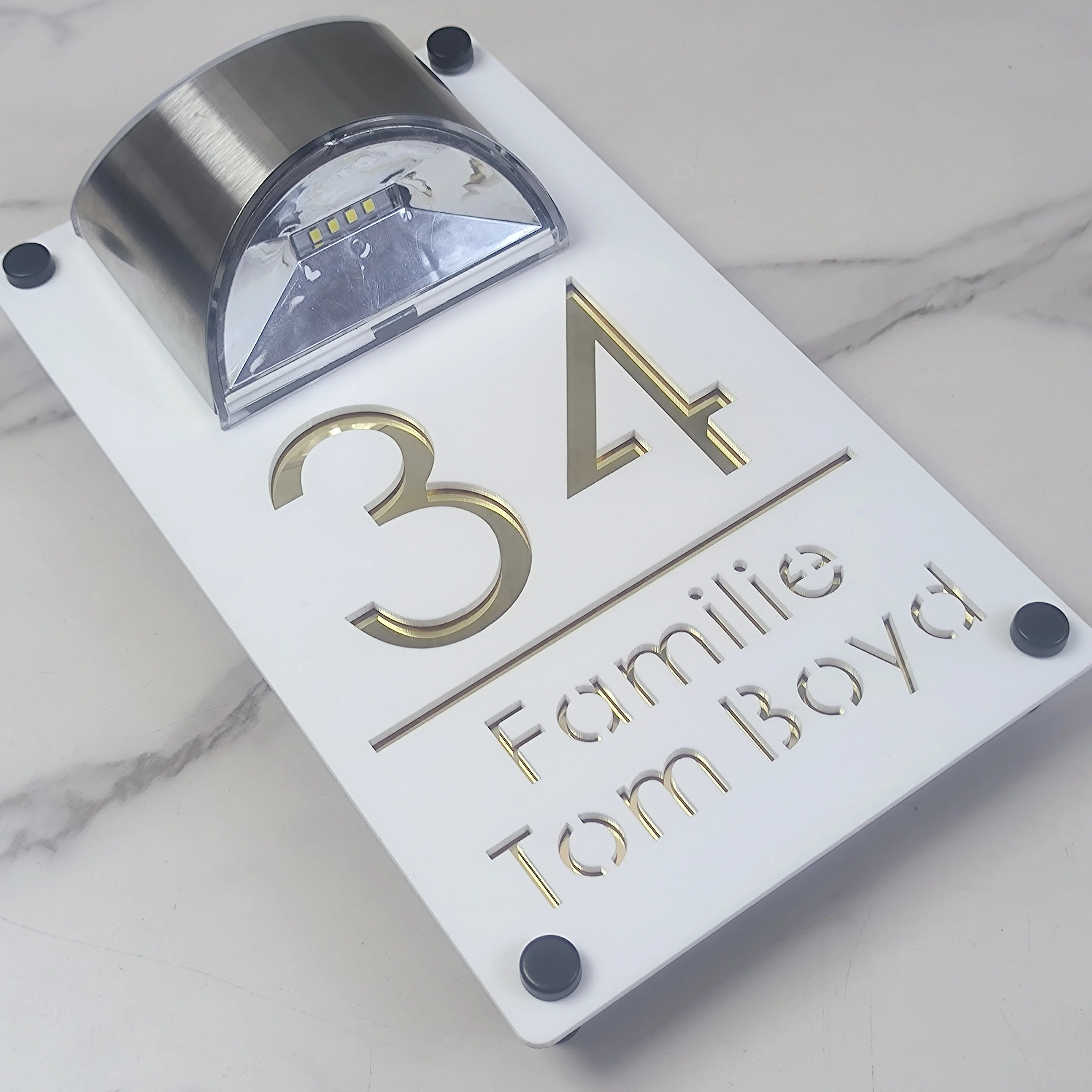 Modern Personalized Custom Solar Outdoor Light House Number Sign Laser Cut Acrylic Address Name Plaque 3D LED Yard Gift Plate