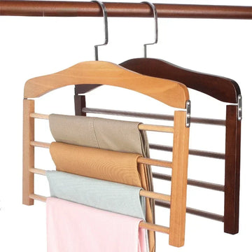 Wooden 4‑Tier Wardrobe Hanger