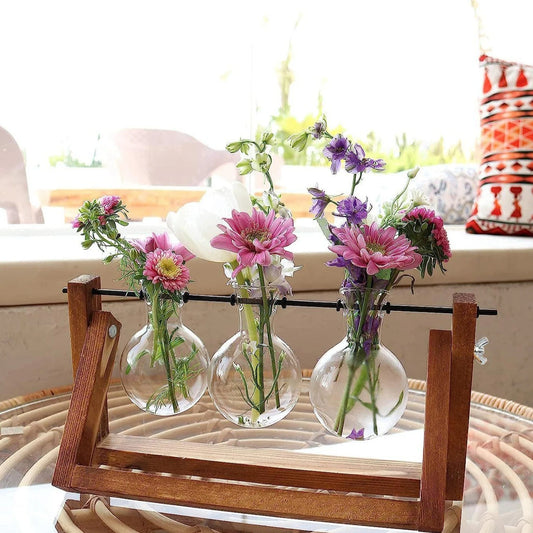 Wooden Hydroponic Plant Vase Stand