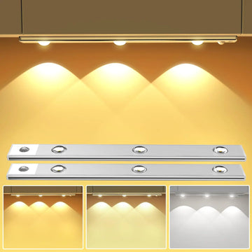 Wireless Ultra Thin Motion Sensor LED Cabinet Light USB Rechargeable Dimmable Lamp 3 Colors for Kitchen Wardrobe Bedroom Stairs