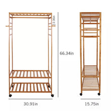Bamboo Garment Rack with Wheels