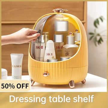 Acrylic Cosmetic Storage Box LED Light Large Capacity Waterproof Dustproof Skin Care Jewelry Desktop Drawer Rotate Open Cover
