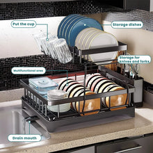 2 Tier Steel Dish Rack with Drainboard